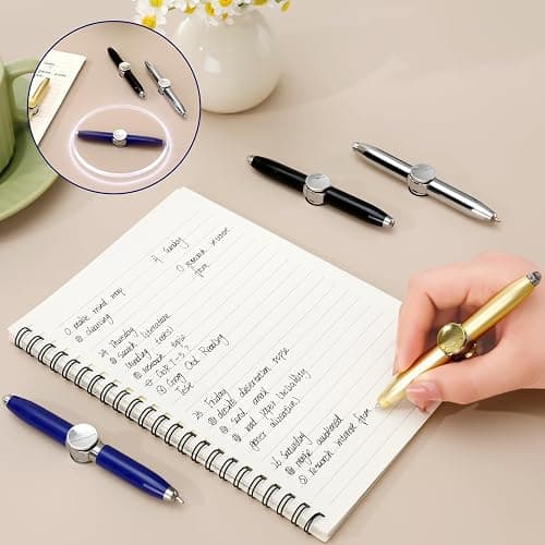HEQU 4 Pieces Spinning Fidget Pen Fidget Ballpoint Pen Metal Writing Tool Practical Pen Stress Reducer Ballpoint Pen with LED Light thumbnail 7