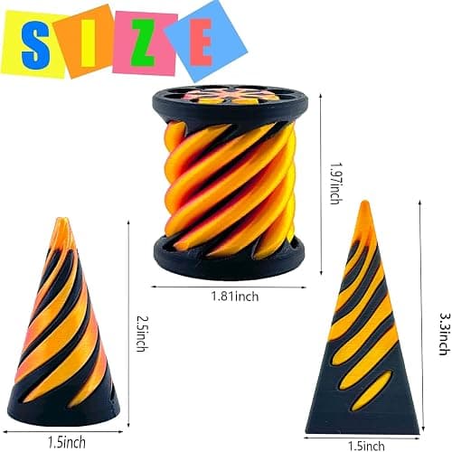 3 Packs Spiral Cone Fidget Toy,Impossible Cone Impossible Pyramid Passthrough Toy,3D Printed Spiral Cone Fidget Toy,Mini Vortex Thread Illusion Desktop Deco Souvenir Gift for Anxiety Relaxing thumbnail 3
