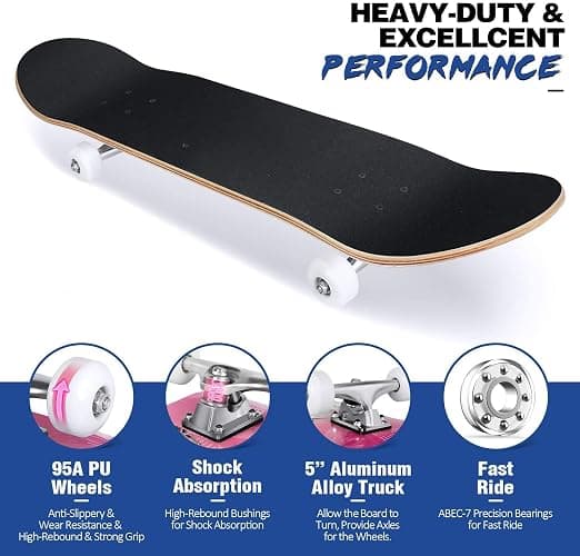 Skateboards Pro 31 inches Complete Skateboards for Teens, Beginners, Girls,Boys,Kids,Adults thumbnail 4