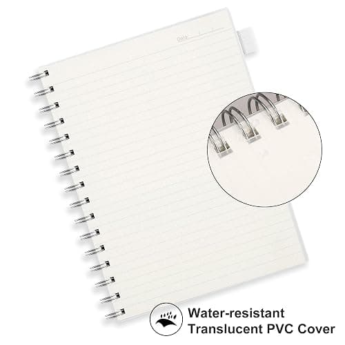 RETTACY Spiral College Ruled Notebook, 300 Pages, A5 Medium Size (5.7" x 8.2"), for School, Work, Writing, Journaling, 100 GSM Thick Paper, Flexible Plastic Cover (Transparent) thumbnail 9