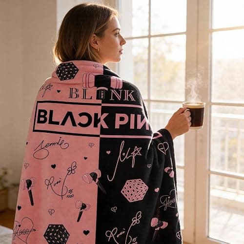 Ainvliya Blackpink Decke für Fans, Mehrzweck-Flanelldecke Superweiche Flanelldecke für Lounging Reisen Outdoor-Aktivitäten Bett Sofa Büro Kniepolster, Perfektes K-Pop Merchandise Geschenk für Blinks thumbnail 3