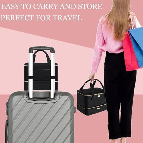 FCQQYWZ Nail Polish Organizer Case Hold 40+ Bottles (15ml/0.5 fl.oz) and Led Nail Lamp, Nail Supply Organizers and Storage for Nail Tech, Nail Dryer Case Nail Polish Bag Nail Kit Organizer (BLACK) - 40-Black thumbnail 6