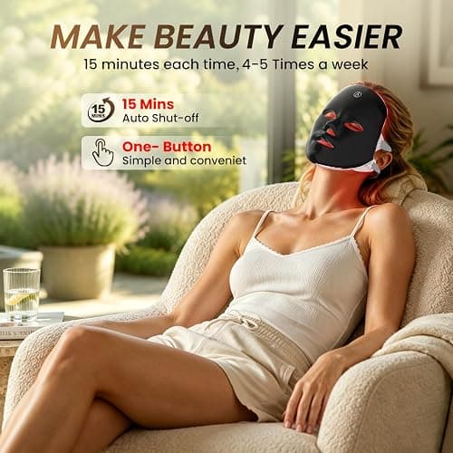 SUERBEATY Red Light Mask For Face, 7-1 Colors Red Light Face Mask | Facial Skincare At Home, Cordless, Portable and Rechargeable,Black thumbnail 4