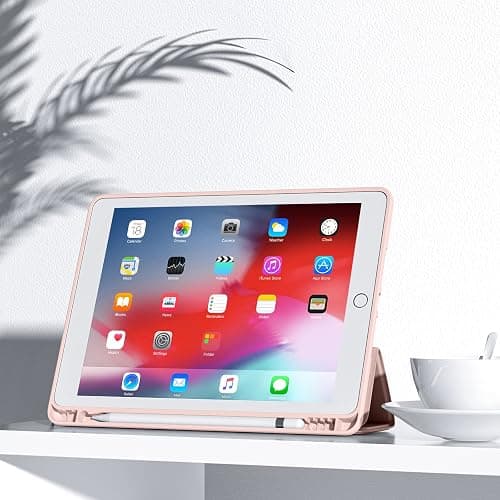Mastten Compatible with iPad 9th/8th/7th Generation Case, for iPad 10.2 Inch Case with Pencil Holder, TPU Smart Stand Back Cover 2021/2020/2019, Auto Wake/Sleep, Rose Pink thumbnail 7