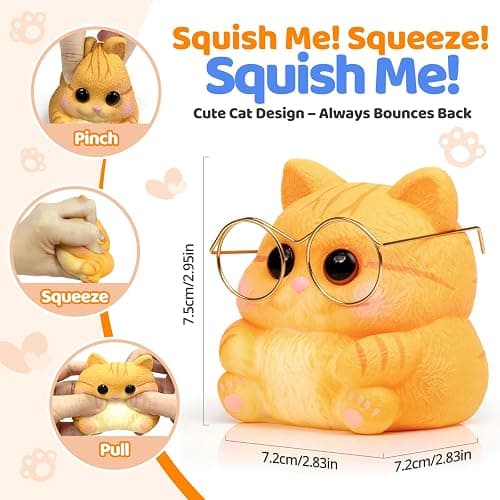 Reenovan Cat Squishy Toy, Soft TPR Stress Relief Sensory Squeeze Toys, Cute Kawaii Desk Toy, Birthday Gift and Party Favor for Kids and Adults thumbnail 2