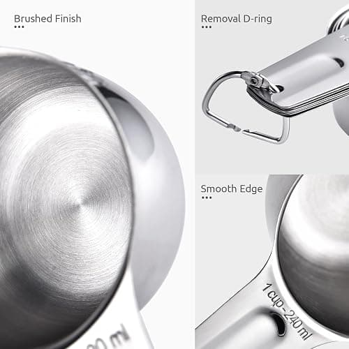 Measuring Cups, U-Taste Measuring Cups and Spoons Set of 15 in 18/8 Stainless Steel : 7 Measuring Cups and 7 Measuring Spoons with 2 D-Rings and 1 Professional Magnetic Measurement Conversion Chart thumbnail 6