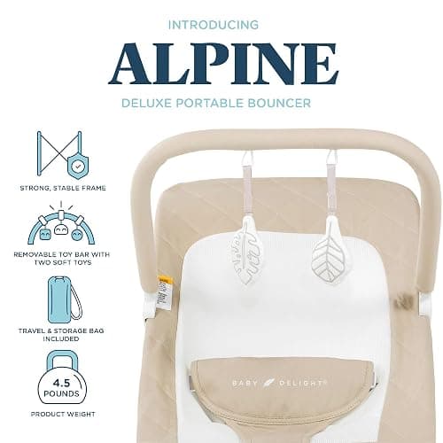 Portable Bouncer, 100% GOTS Certified Cotton Fabrics, Organic Oat thumbnail 3
