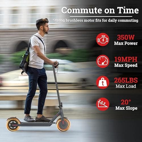 Qlaway Electric Scooter for Adults, 350W/500W Motor, 16-22 Miles Range, 8.5"/10" Solid Tires, Dual Braking & Suspension, Folding Portable Commuting E-Scooter with App thumbnail 2