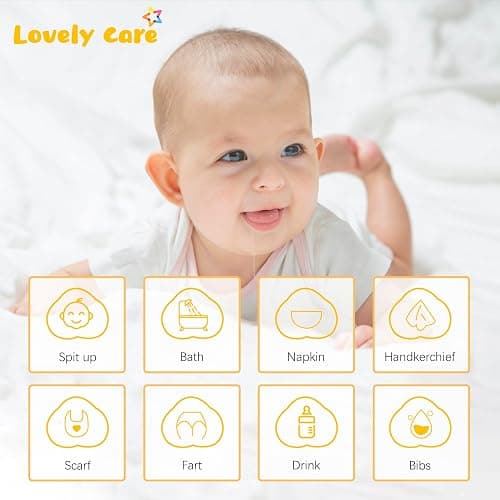Lovely Care 12 Pack Muslin Burp Cloths 100% Cotton Muslin Cloths Large 20''x10'' Extra Soft and Absorbent Baby Burping Cloth - Brown thumbnail 3