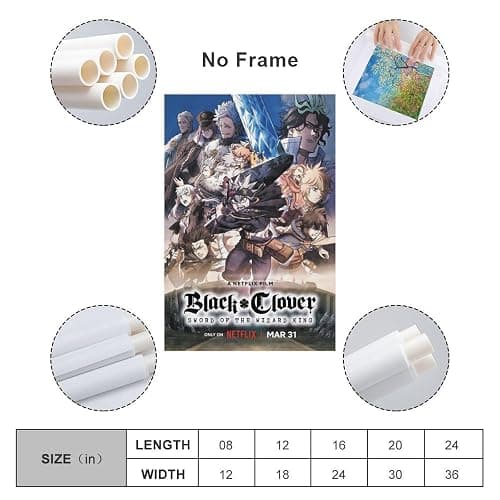 Black Clover Characters Cool Awesome Anime Manga Art Wall Posters for Room Aesthetic And Decor 8 Canvas Painting Posters And Prints Wall Art Pictures for Living Room Bedroom Decor 08x12inch(20x30cm) thumbnail 2
