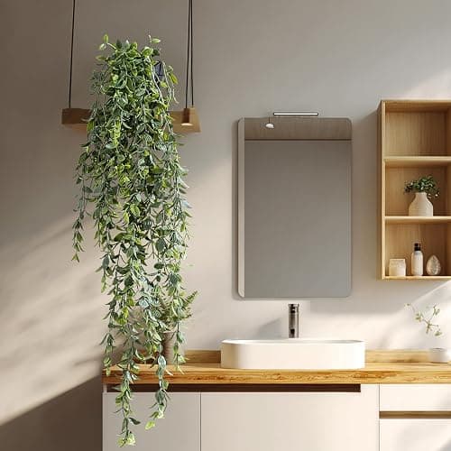 Yarmare Artificial Hanging Plant 2 Pcs Faux Plant Ivy Vine Faux Eucalyptus Vines Fake Potted Greenery for Wall Living Room Home Shelf Office Bathroom Outdoor Indoor Decor (Type 2) thumbnail 7