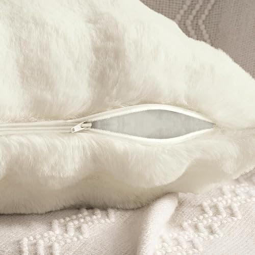 MIULEE Plüsch Kissenbezug 50x50 cm Kissenbezüge Flauschig Kissen Sofakissen Fell Beide Seiten Kurze Wolle Dekokissen Luxus Square Kissenhülle für Sofa für Schlafzimmer Waschbar Deko Cremeweiß 2er Set thumbnail 8