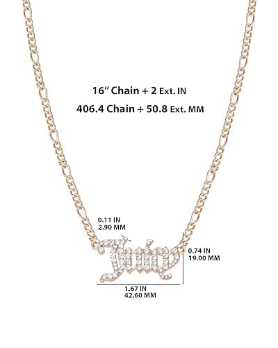 Juicy Couture Necklace for Women Gothic Logo Pendant, 18"+2" Gold-Tone Juicy Necklace with Clear Crystals thumbnail 4