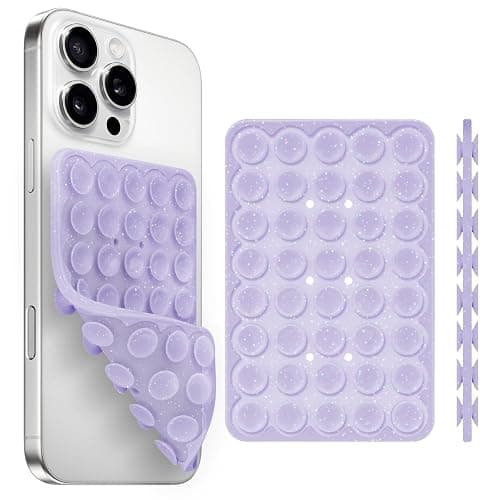 Yojaro Silicone Suction Cup Phone Case Mount Double Sided, Phone Accessories Hands-Free Strong Grip Holder for Selfies and Videos (Lavender Glitter) - Image 1