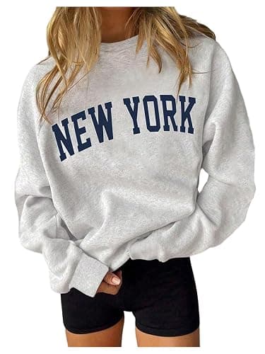 Verdusa Women's Letter Print Crewneck Sweatshirts Streetwear Casual Loose Pullover Tops - Image 1