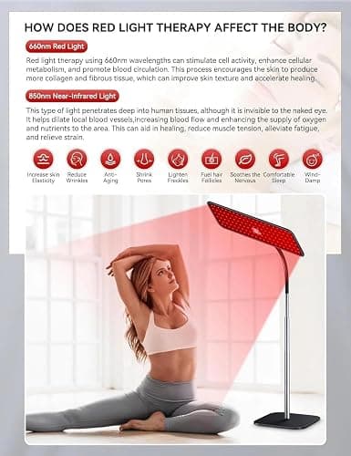 Home Red Light for face and Body, red and Infrared Light Lamps with Stands, LED 660nm and 850nm Units (850nm Mode is Invisible, with only one Indicator Light). thumbnail 8