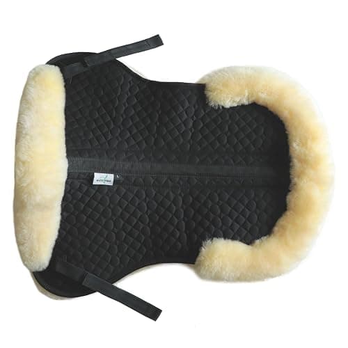 Woolous Sheepskin Half Pad, Thick Lambskin Fleece Wool Lined Half Pad for English Saddle, Shock Absorbing Saddle Pad for Horse Comfort and Back Support thumbnail 5