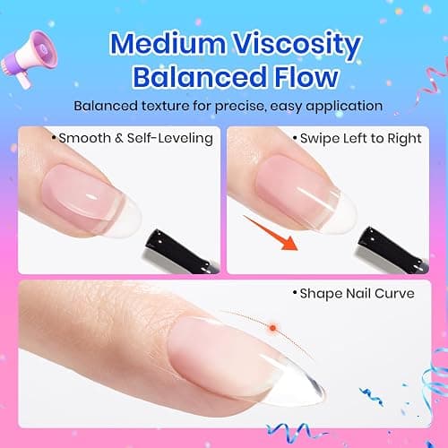 Beetles Clear Builder Gel for Nails, 8 in 1 Strengthening Nails Enhancement Building Apex for Beginners & DIY Salon Manicure, LED & UV Lamp Needed thumbnail 3