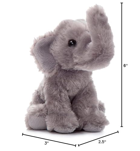 The Petting Zoo Elephant Stuffed Animal Plushie, Gifts for Kids, Wild Onez Babiez Wildlife Animals, Elephant Plush Toy 6 Inches thumbnail 3