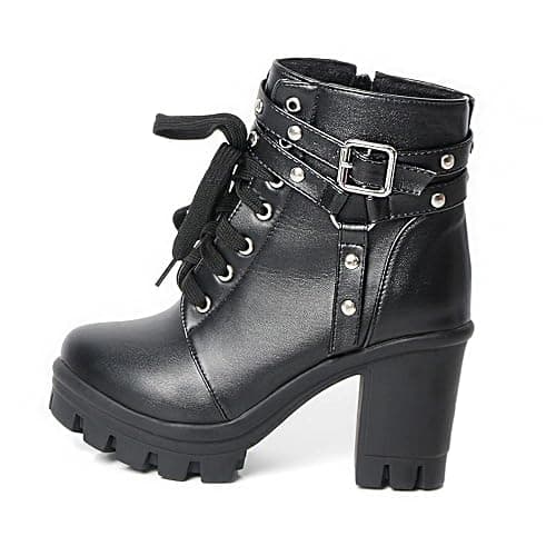 FOREADA Platform Boots For Women Black Chunky Boot Goth Ankle Booties Bead Lace Lolita Dress Shoes With Zipper thumbnail 7