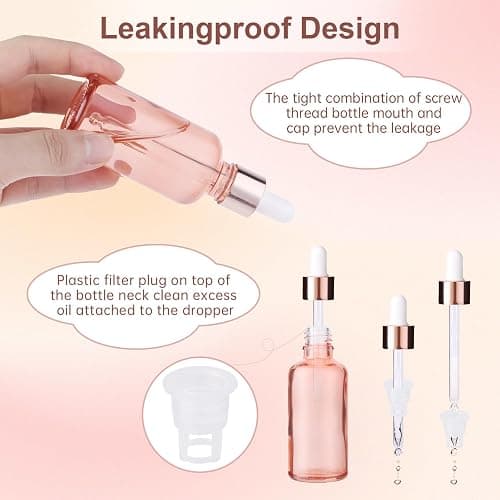 Hyber&Cara Pipettenflaschen mit Glas Pipette 2 x 100ml Roségold Glasflaschen Apothekerflaschen mit Tropfenpipette für ätherische Öle, Parfümöle, Flüssigfarbstoffen Aromatherapie -Mischungen thumbnail 3