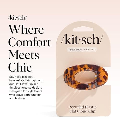 Kitsch Small Flat Claw Clips for Women - Stylish Flat Hair Clips, Strong Hold for Thick & Fine Hair | Non-Slip for Secure, Comfortable All-Day Wear | Ideal Gifts for Women -Tortoise Design thumbnail 2