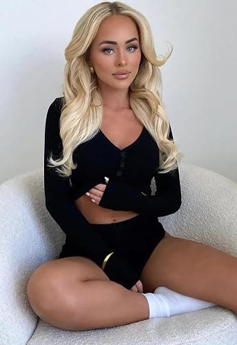 FWBBG Womens 2 Piece Lounge Sets Long Sleeve Crop Tops V Neck Flare Pants Set Fall Y2k Casual Outfits thumbnail 5