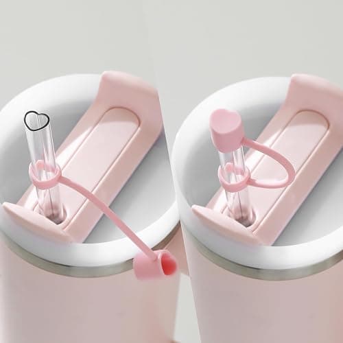 The best MOON Heart-shaped Straw Toppers - Stanley Cup Accessories 30, 40oz | Stanley Straw Cover Tumblers Accessories Multi-Color 5-Pack Girly Birthday Valentines Galentines Day Gifts thumbnail 2
