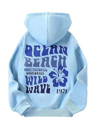 COZYEASE Girl's Floral Graphic Hoodie Long Sleeve Hooded Neck Sweatshirt Pullovers with Pocket - Image 1