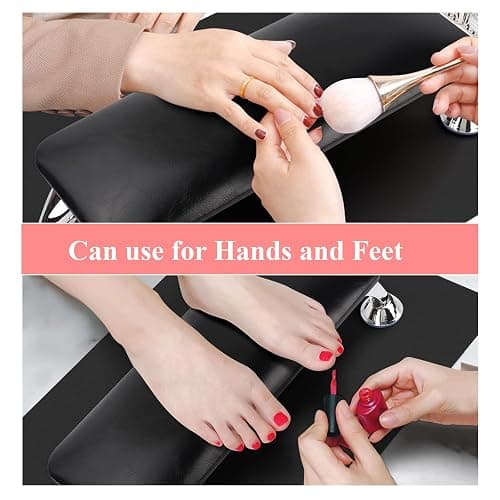 Nail Arm Rest for Acrylic Nails with Nail Table Mat, Microfiber Leather Nail Hand Rest Cushion for Nails, Soft Hand Pillow Footstool with Foldable Nail Art Hand Rest Pad for Nail Tech Use (Black) thumbnail 4