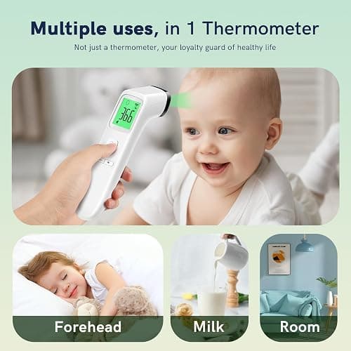 Thermometer for Adults, Accurate Baby Thermometer, Forehead & Object Mode | 1s Results, Mute Mode, 3-color Fever Alarm, 35 Memory Sets, ℃/℉ Switchable, Baby Essentials, Non-Contact, Lifetime Support thumbnail 5