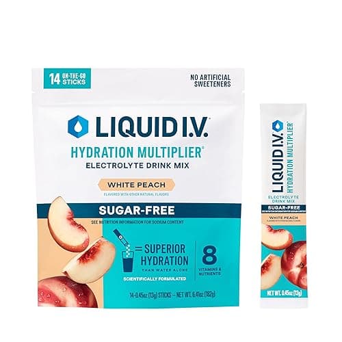 Liquid I.V.® Hydration Multiplier Sugar-Free - White Peach | Electrolyte Powder Drink Mix | 1 Pack (14 Servings) - Image 1