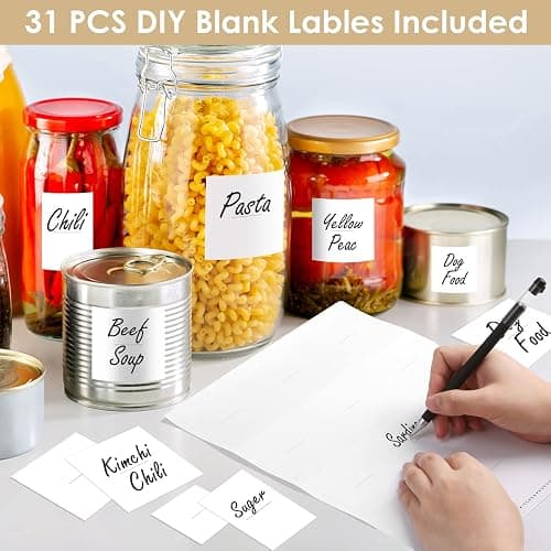 434 Pcs Kitchen Pantry Labels for Food Containers with DIY Blank Labels | 3 Sizes Preprinted White Minimalist Waterproof Pantry Labels, Kitchen Organization Labels for Jar, Bottles,Boxes Storage Bins thumbnail 4