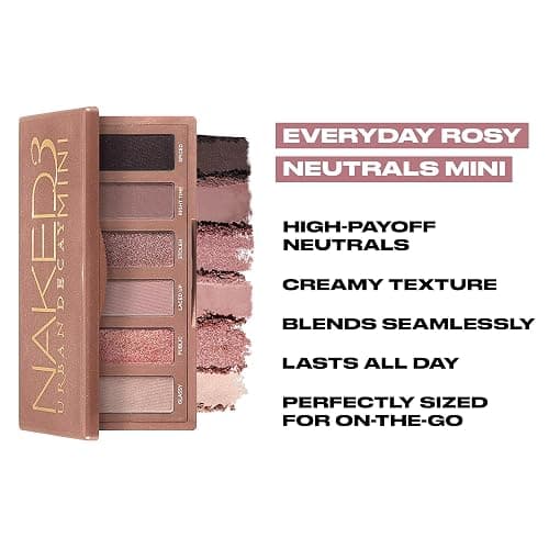 URBAN DECAY Naked 3 Mini Eyeshadow Palette - 6 Soft Pink Shadows, Multi-Use Matte & Shimmer Finishes, Ultra-Blendable Everyday Rosy Neutrals, Long-lasting Up to 12HR Wear, Travel Makeup with Mirror thumbnail 5
