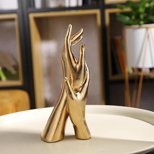 Zonsuli Golden Hands Sculpture Elegant Resin Home Decor Hands Statues Versatile Love Ornament,Perfect for Bedroom, Office Desktop, Cabinets,Wedding (Golden Hands) thumbnail 2