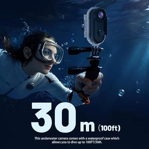 4K Mini WiFi Action Camera 128GB Thumb POV Portable Body Cam Wearable Video Recorder with IPX7 Waterproof Underwater Camcorder, Helmet Mount, Magnetic Sport DV for Bike Cycling, Pet, Vlogging(Black) thumbnail 4