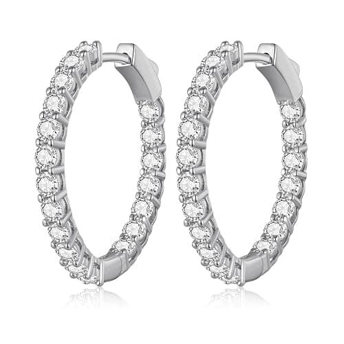Gold Hoop Earrings for Women 14K Gold Plated Cubic Zirconia Hoop Earrings for Women 30mm Diamond Hoop Earrings Valentine's Day Mother's Day Birthday Jewelry Gift for Women - Image 1