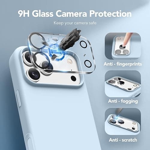 GONEZ Magnetic for iPhone 17 Pro Max Case, Compatible with MagSafe, [Screen Protector + Camera Lens Protector], Liquid Silicone Anti-Scratch Shockproof Protective Phone Case 6.9 inch, Blue thumbnail 7