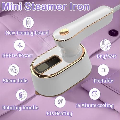 Travel Steamer Iron for Clothes Mini - Portable Ironing Machine Travel Small Size Portable Steamer Travel College Dorm Home Essentials (White) thumbnail 6
