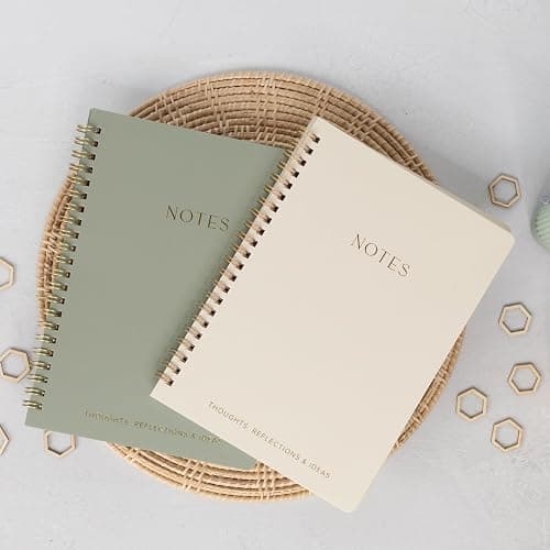 Aesthetic Spiral Notebook Set of 2 For Women and Men - College Ruled A5 | Cute 8x6 Bible Study Journal with Pockets and Lined Pages - The Perfect Supplies to Stay Organized at Work or School thumbnail 7