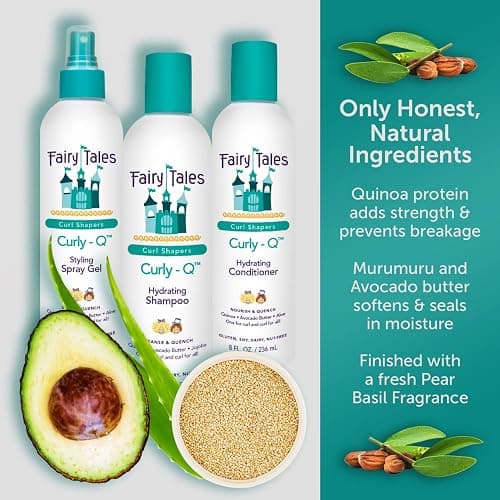 Fairy Tales Curly Q Hydrating Kids Shampoo 12oz and Conditioner 8oz - Paraben, Sulfate, Gluten, and Nut Free - For All Curl Types Including Multi Cultural Hair (2 Pack) thumbnail 4