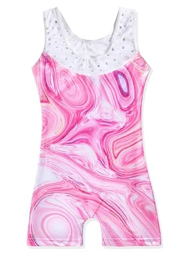 Leotards for Girls Gymnastics Toddler Dance Biketards Mermaid Unicorn Athletic Dance Wear Shiny Rainbow Blue Hotpink - 4-5 Years - Pink thumbnail 2