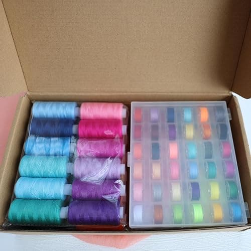 72 PCS Sewing Thread Assortment, 36 Color Thread for Sewing Machine with 36 Same Color Bobbins, Polyester Thread 400 Yards/Spool (72) thumbnail 4