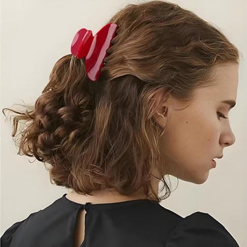 MAORULU Medium Cute Acetate Hair Claw Clip for Women Girls, 3 Inch Cherry Red Claw Clips for Thin & Medium Thick Hair, Durable French Banana Clip with Gift Box, Celluloid Accessories thumbnail 5