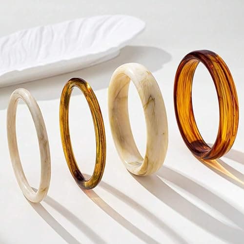 ÌF ME Acrylic Bangles Bracelets for Women, Irregular Acrylic Resin Chunky Bracelets Geometric Fashions Thick Statement bangle Set thumbnail 5