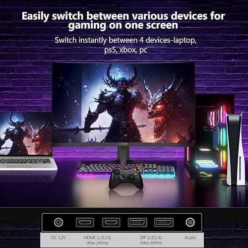Z-Edge Ecran Pc Gamer Incurvé 27'' 300Hz (DP1.4 * 2), 1ms MPRT, FreeSync, FHD, 240Hz (HDMI2.0 * 2), Moniteur Gaming LED 16:9, Inclinaison Réglable, 1500R VA, 4000:1, VESA 100 * 100mm(DP Câble Inclus) thumbnail 7
