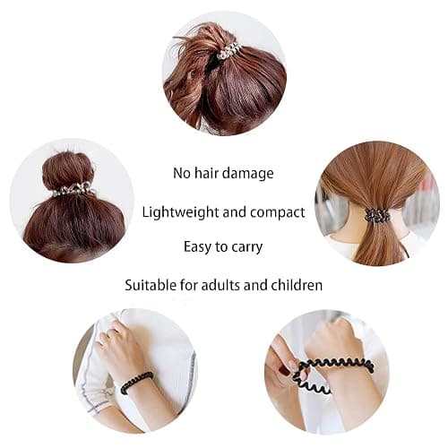Teqifu Hair Ties, 17 Pack Spiral Coils for Thick and Thin Hair - No Crease Ponytail Holders for Women and Children thumbnail 7
