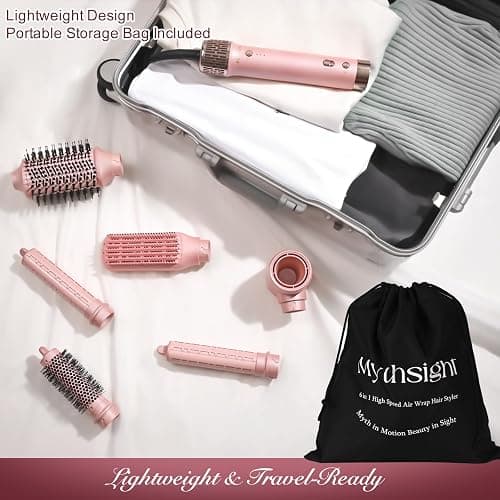 Mythsight StyleVibe 6-in-1 Air Styler, Hair Dryer & Blow Dryer Brush with Auto Wrap Curl L/R, Fast Drying, Smooth Blowouts, Root-Lift Volume, No Heat Damage Frizz-Free Thermal Brush with Travel Bag thumbnail 9