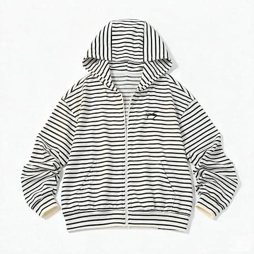 MANGMAO Striped Cute Hoodies Teen Girls Y2k Cutecore Sweater Kawaii Lightweight Zip Up Hoodie Fairy Grunge Clothes thumbnail 3