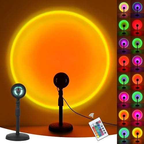 Mineup Sunset Lamp, 16 Farben Sonnenuntergang Lampe, 180° Drehung, Dimmbar USB Anschluss, Sonnenlicht LED Projektor, Sonnenlicht Lampe für Schlafzimmer, Fotografie, Wohnzimmer Party - Image 1